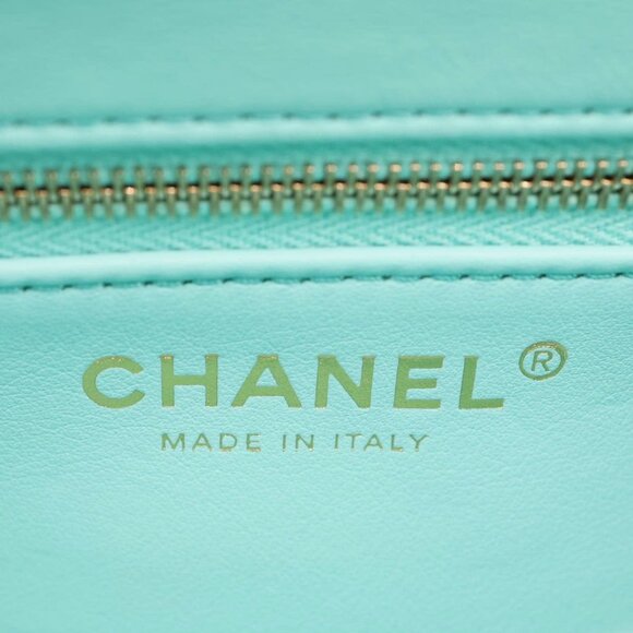 Chanel  Trendy CC Flap Mini Quilted Lambskin Top Handle Shoulder Bag Turquoise - Picture 11 of 12